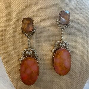 Elegant Pink and Gold Drop Earrings